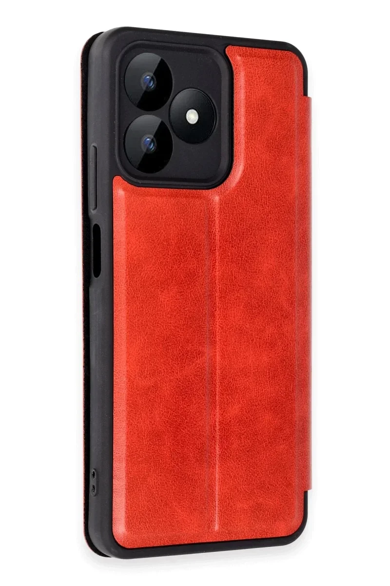 Realme Note 50 4G Kılıf Flip Cover - Kırmızı görsel 2