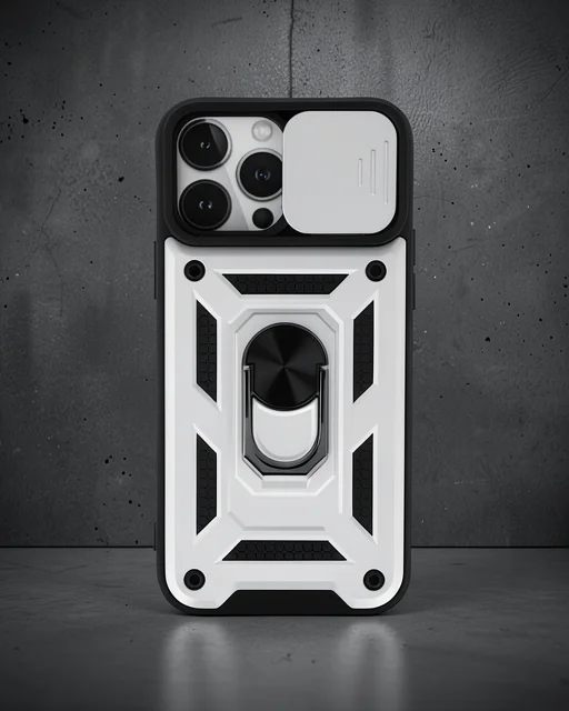 Apple İphone 13 Pro Max Kılıf Pars Lens Yüzüklü Silikon - Gümüş
