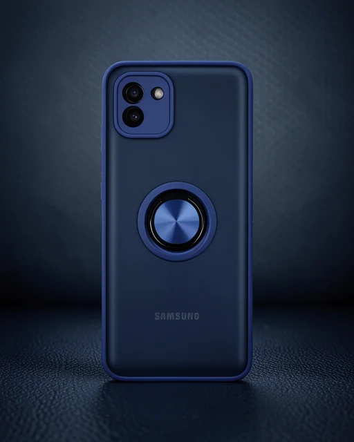 Samsung Galaxy A03 Kılıf Montreal Yüzüklü Silikon Kapak - Lacivert