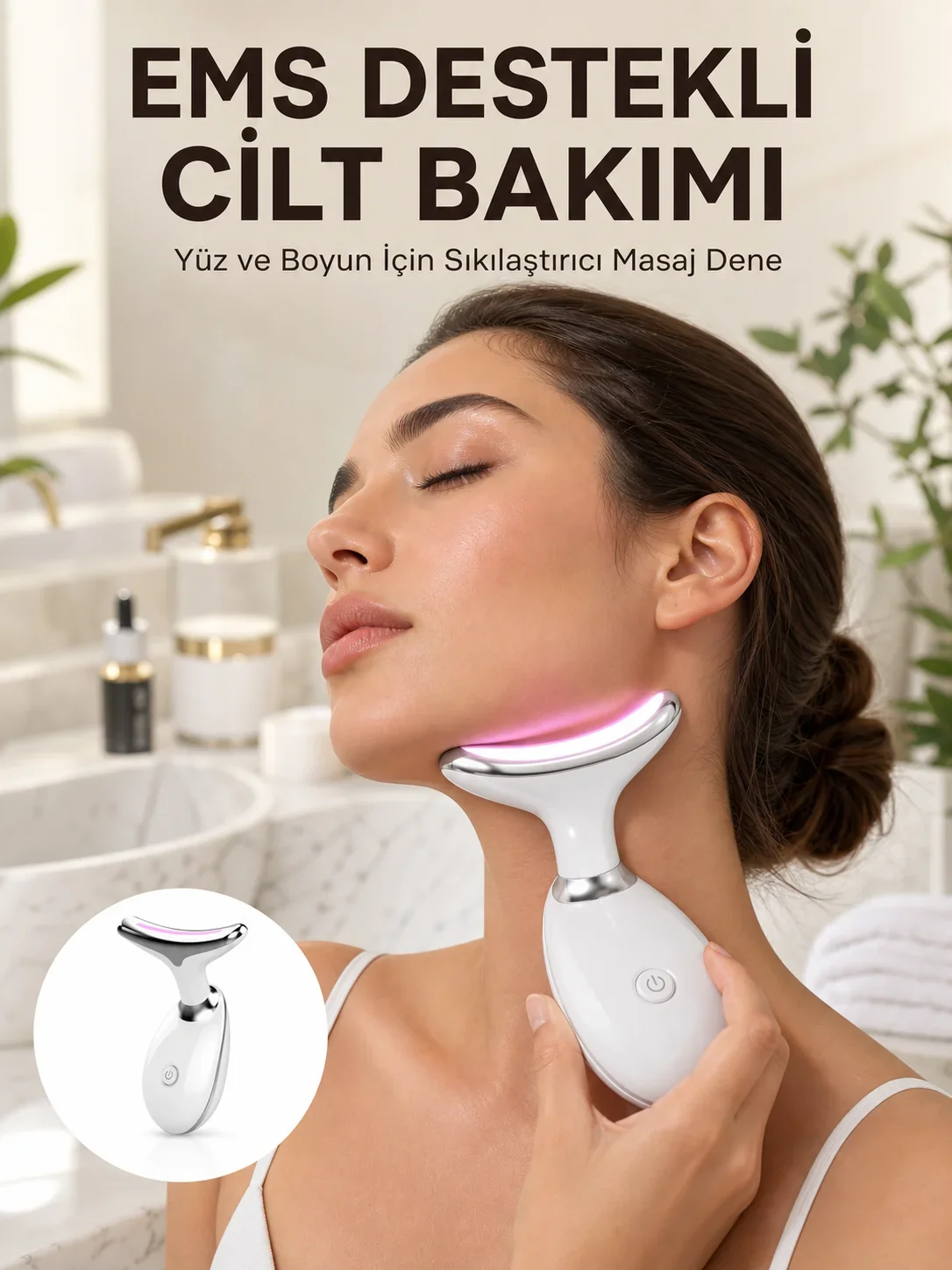 Cilt Yenileyici Şarjlı Güzellik Aleti – Pozitif/Negatif İyon, Titreşimli Masaj ve Kırmızı-Mavi-Yeşil Işıkla Yeni Nesil