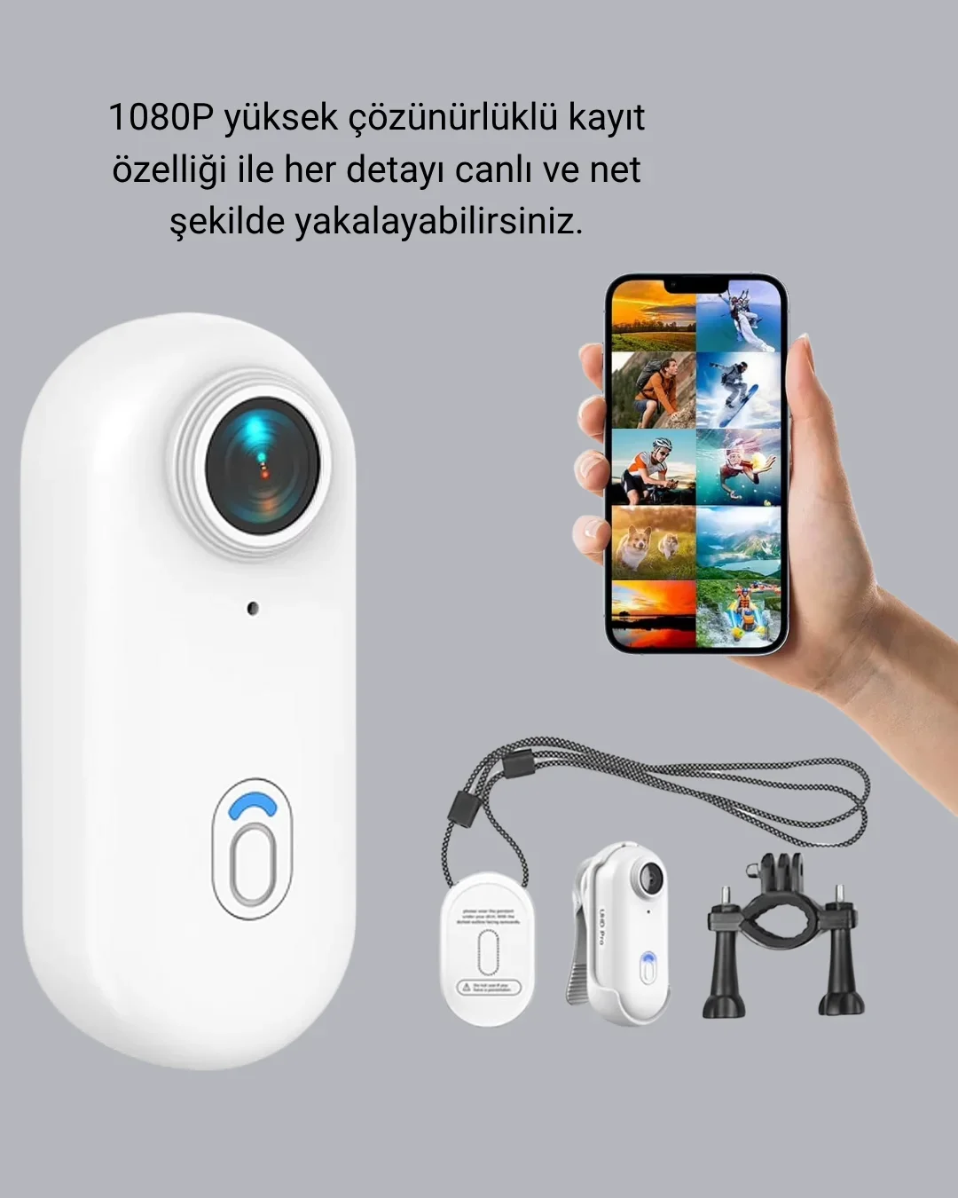 1080P Suya Dayanıklı Aksiyon Spor Kamerası 120° Geniş Açı ve WiFi Destekli görsel 3