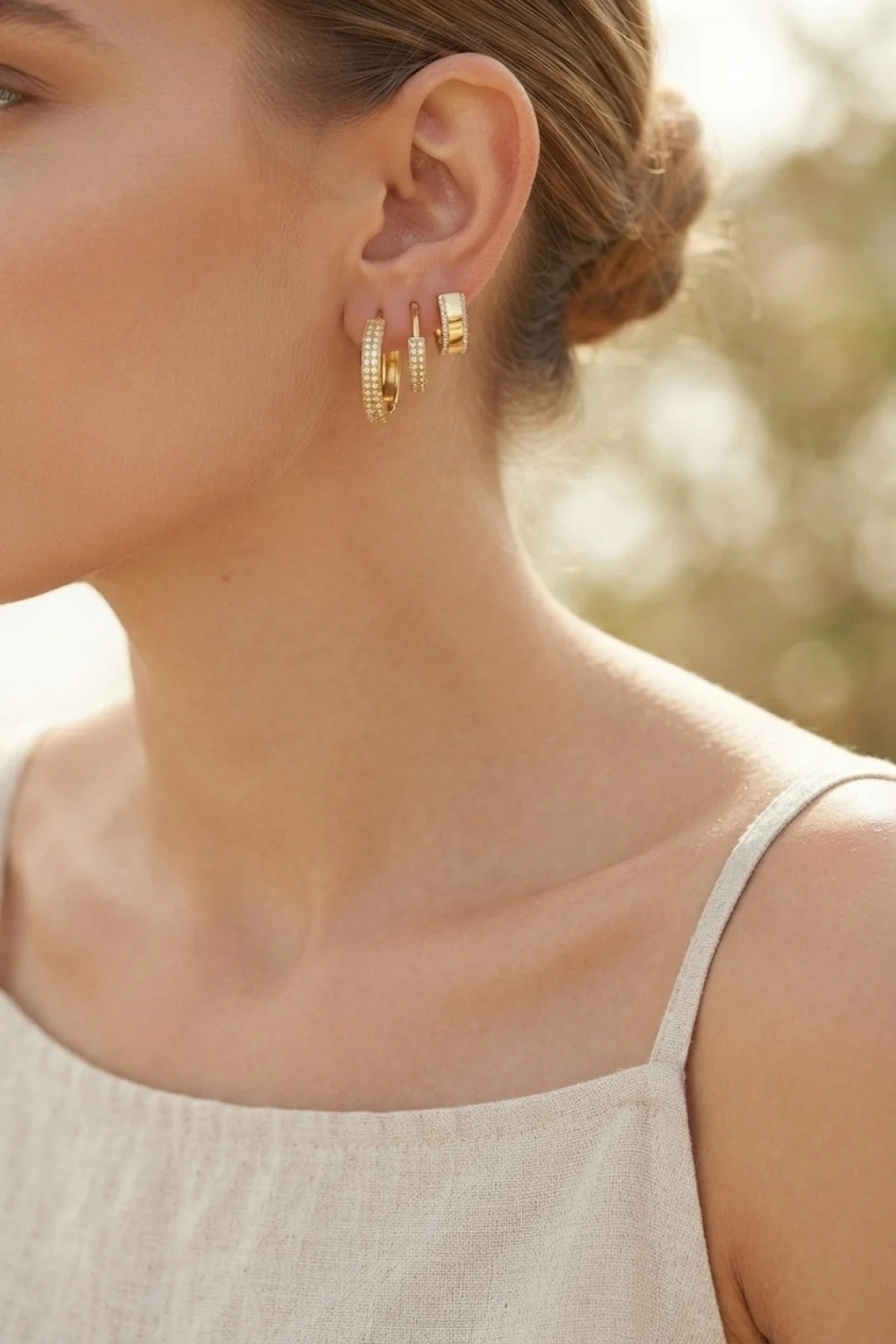 3 lü Set Gold Renk Halka Model Küpe görsel 2