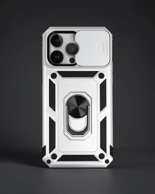 Apple İphone 14 Pro Max Kılıf Pars Lens Yüzüklü Silikon - Gümüş