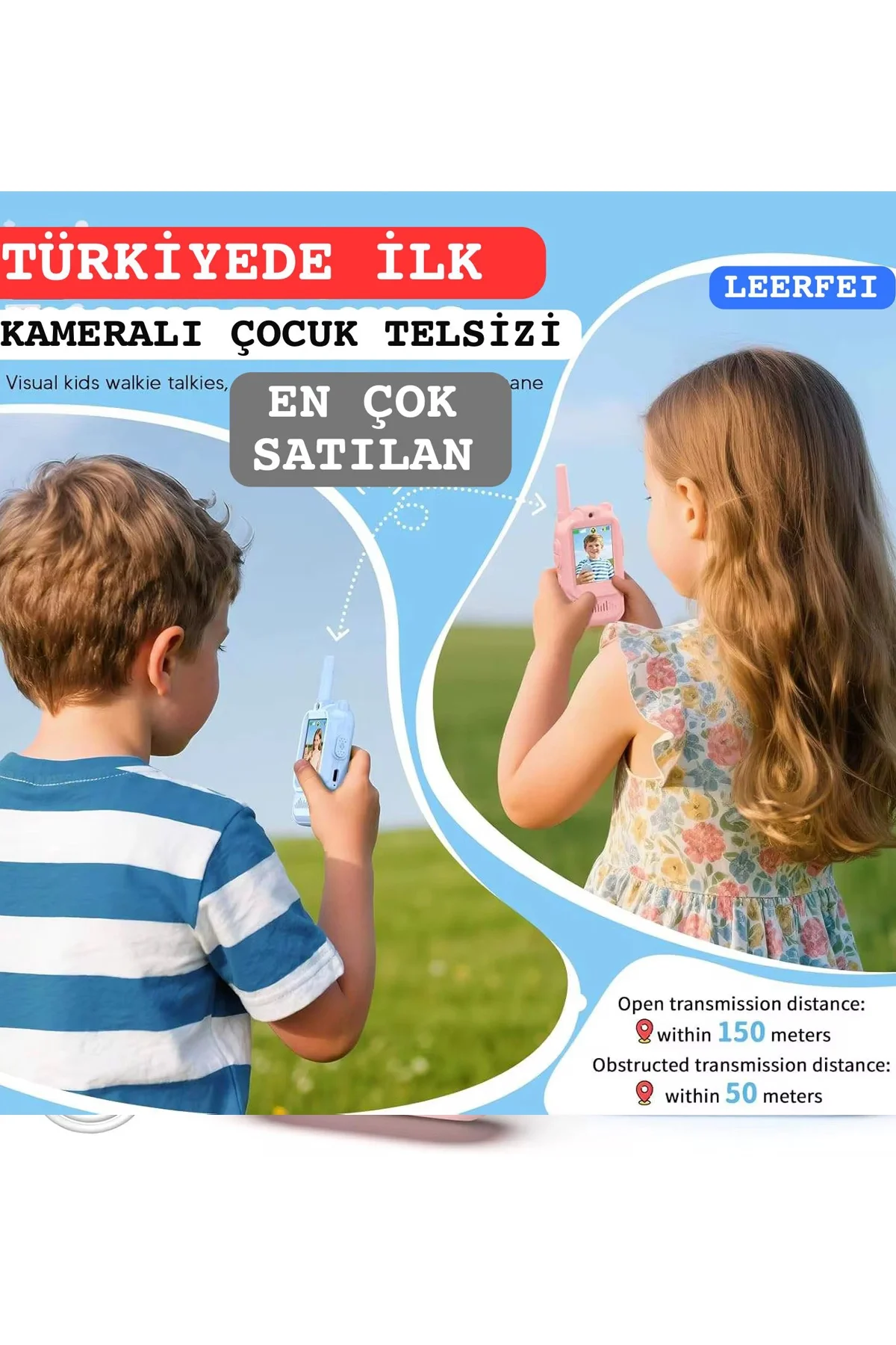 Çocuklar İçin Görüntülü Telsiz Konuşma El Telsizi Şarj Edilebilir 50 m Menzil Wi-Fi Gerektirmez görsel 5