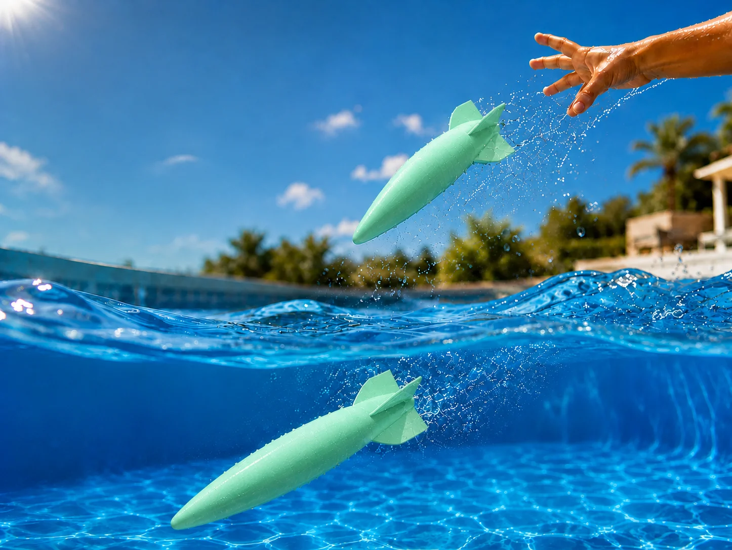 3D Baskı Su Roketi Torpido Oyuncağı - Havuz Dalış Oyuncağı-Mint