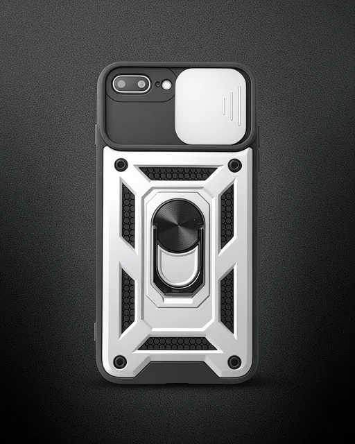 Apple İphone 7 Plus Kılıf Pars Lens Yüzüklü Silikon - Gümüş