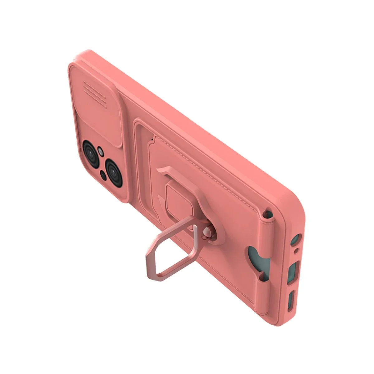 Xiaomi Poco M5 Kılıf Zuma Kartvizitli Yüzüklü Silikon - Pembe görsel 3