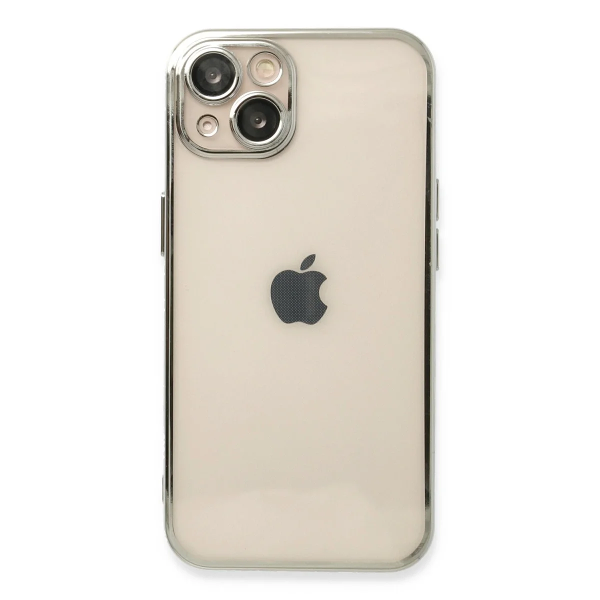 Apple İphone 14 Kılıf Razer Lensli Silikon - Gümüş