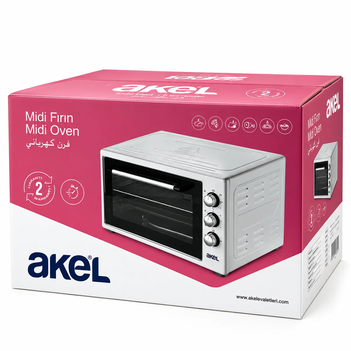 Akel AF-280 ( Saatli) Kare Midi Fırın ( 1200W & 32LT Hacim) ( 3 Kademeli Güç) ( Ayarlanabilir Termostat) görsel 4
