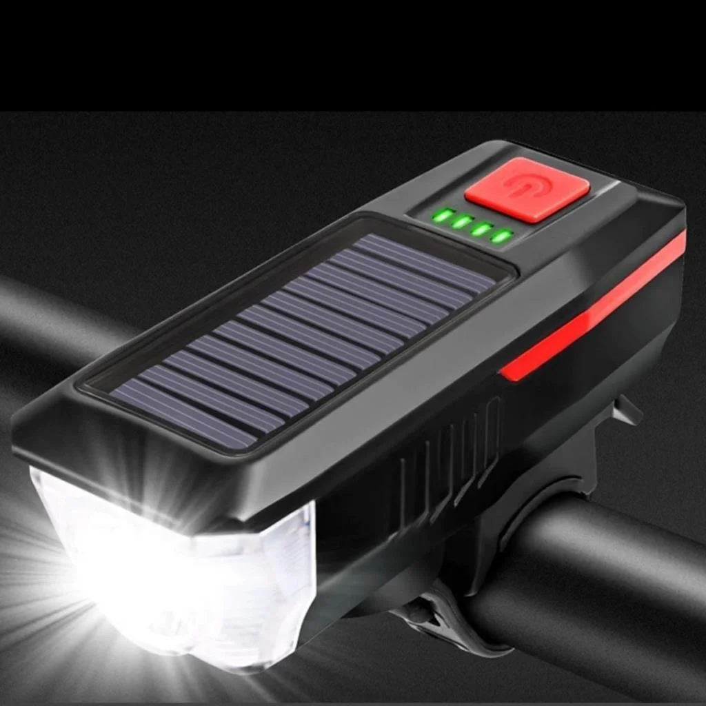 Solar Enerjili USB ile Şarj Edilebilir Ledli Bisiklet Feneri Kornalı ve Su Geçirmez Far (adet fiyatıdır) görsel 5