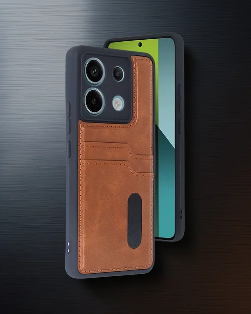 Xiaomi Redmi Note 13 Pro 4g Kılıf Sara Kartvizitli Deri Kılıf - Taba
