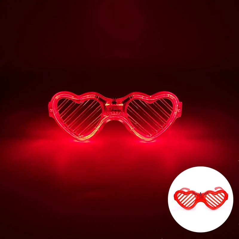 Kırmızı LED Işıklı Kalp Gözlük – 3 Modlu Parti - Glow Gözlüğü görsel 2