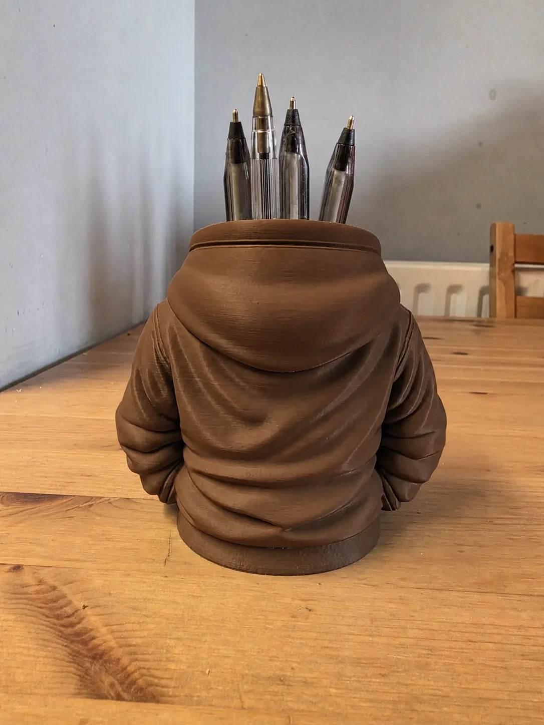 3D Baskı Kapüşonlu Sweatshirt Kalemlik - Masaüstü Organizer-Kahverengi görsel 2