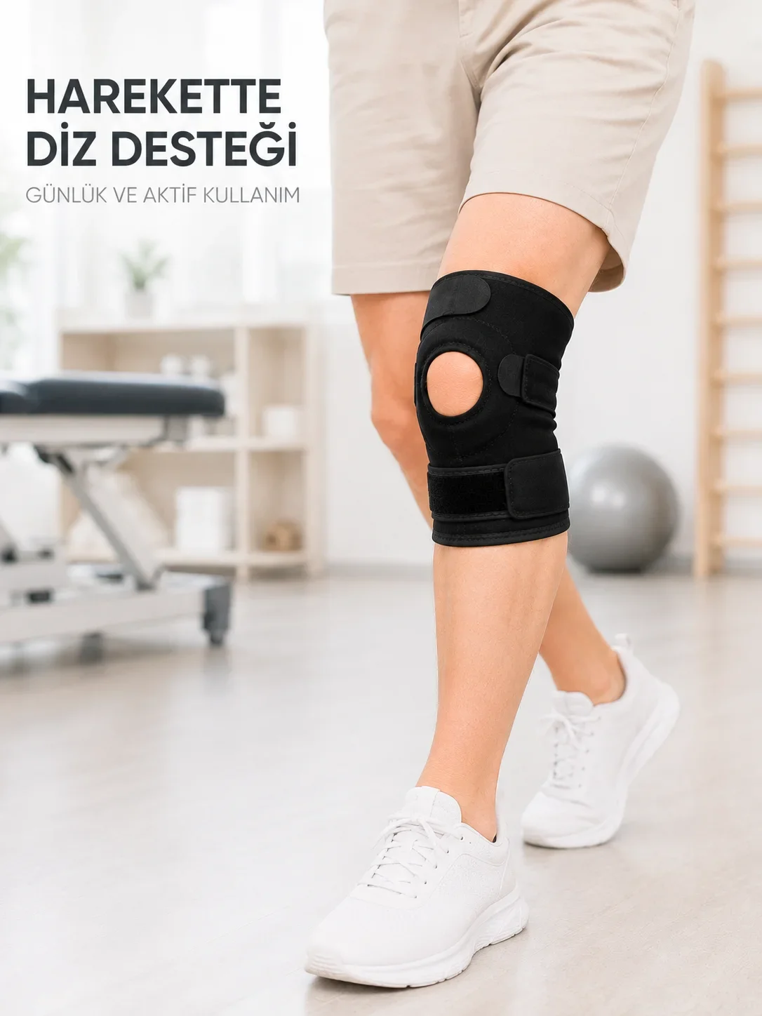 Kısa Ligamentli Dizlik Açık Diz Kapağı Ayarlanabilir Cırtlı Diz Destekleyici Spor Dizlik