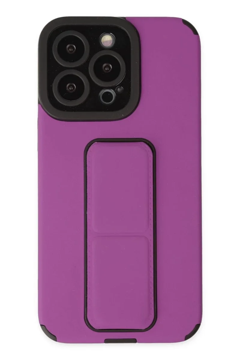 Apple iPhone 13 Pro Kılıf Mega Standlı Silikon - Mor