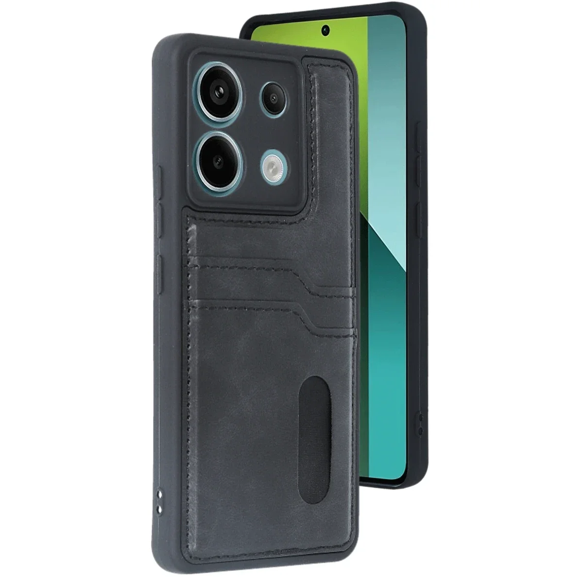 Xiaomi Redmi Note 13 Pro 4G Kılıf Sara Kartvizitli Deri Kılıf - Siyah