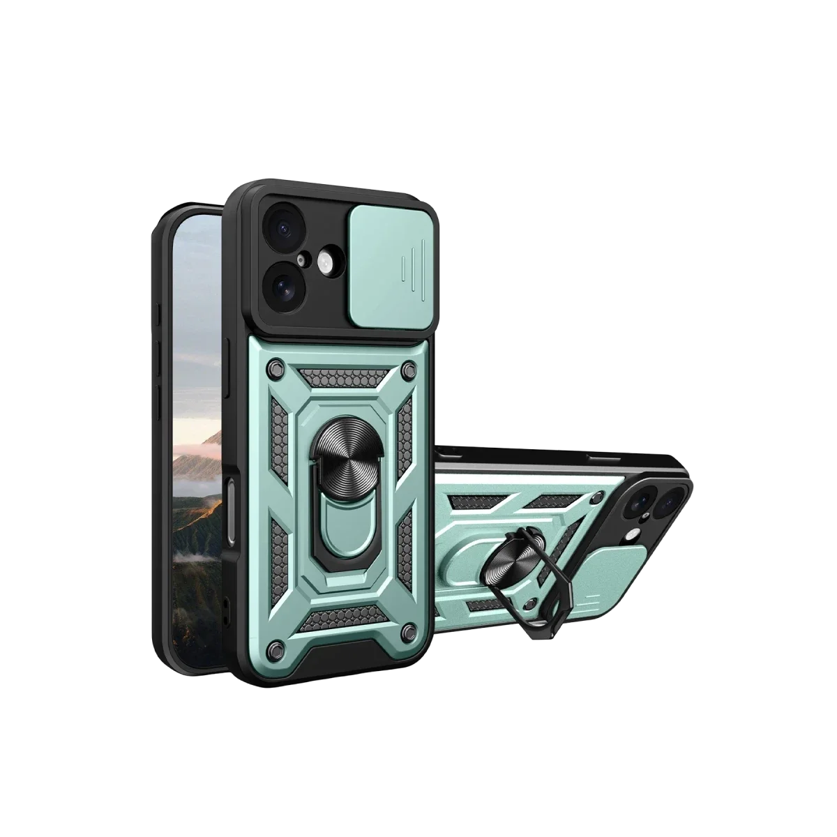Apple iPhone 17 Pars Lens Yüzüklü Silikon - Yeşil