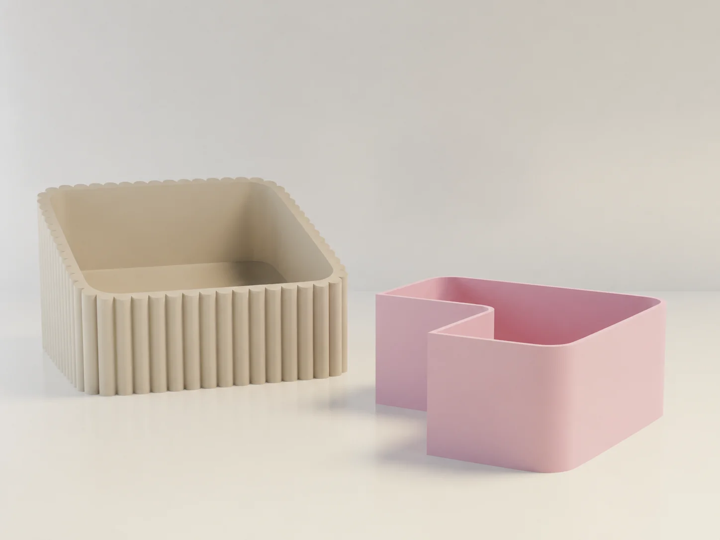 3D Baskı Fıstık Kasesi - Çift Hazneli Kabuk Ayırıcı Sunum Kasesi - Bej Pembe görsel 2