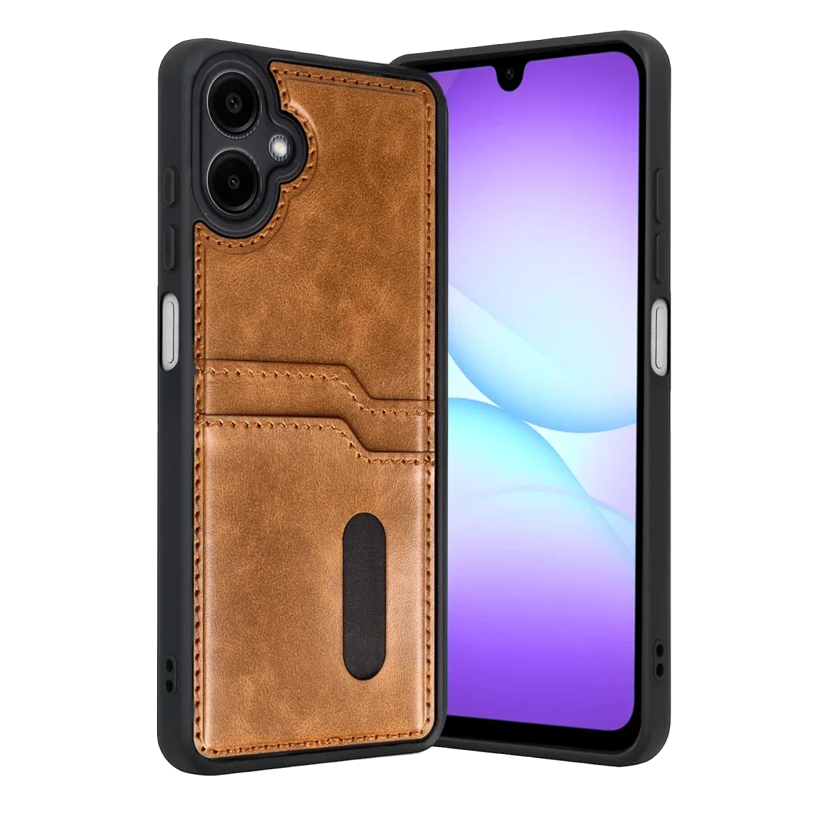 Samsung Galaxy A07 4G Sara Kartvizitli Deri Kılıf - Taba