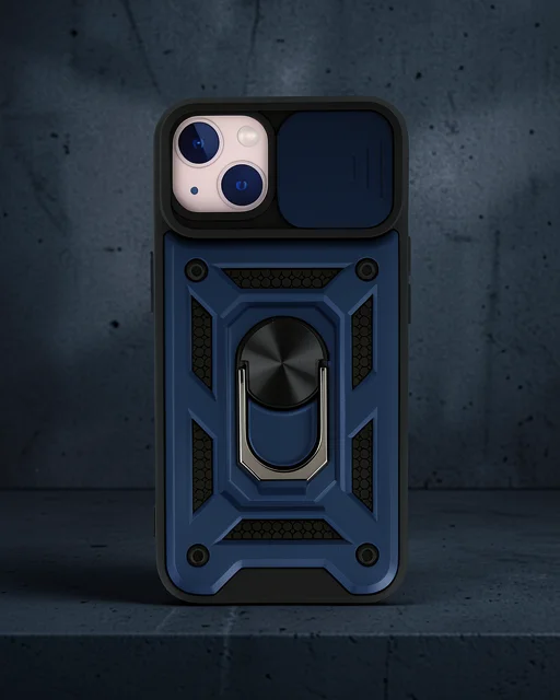 Apple İphone 14 Kılıf Pars Lens Yüzüklü Silikon - Lacivert