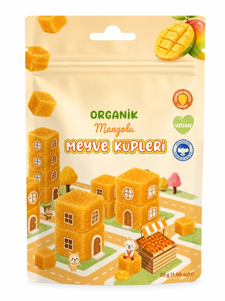 Natural Organik Mangolu Meyve Küpleri 30gr