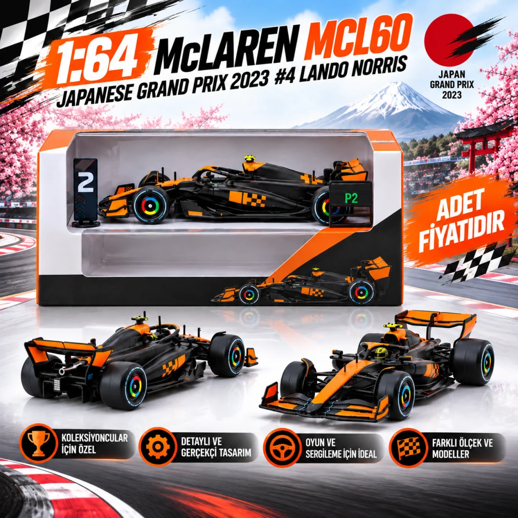 1/64 McLaren MCL60 Japanese Grand Prix 2023 #4 Lando Norris - x iXO Models (adet fiyatıdır)