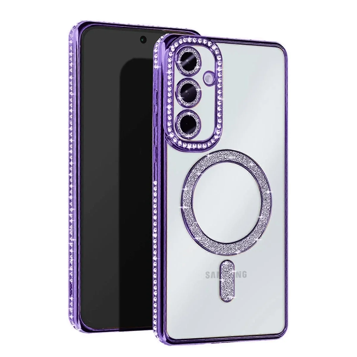 Samsung Galaxy A55 5G Joke Simli Magneticsafe Kılıf - Derin Mor