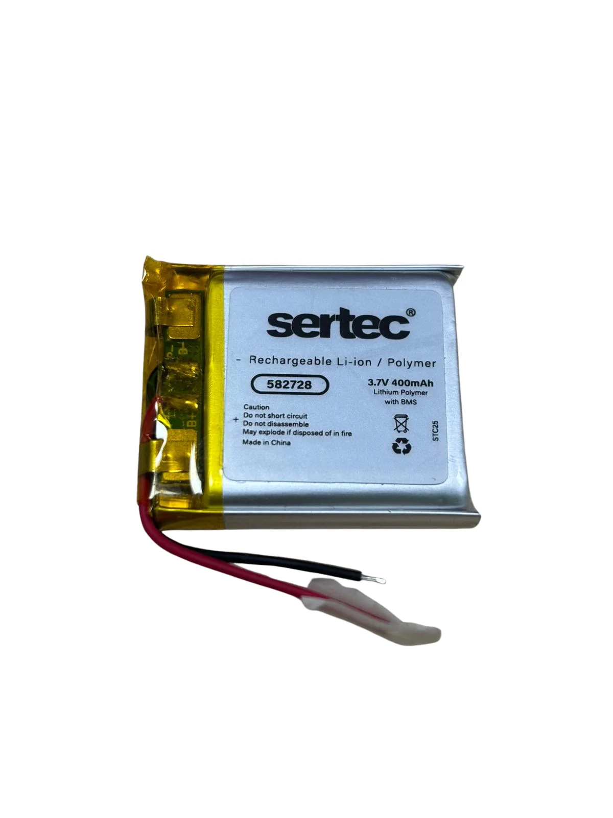 582728 3.7V 400 MAh Li-Polymer Pil (Devreli/1.5A)