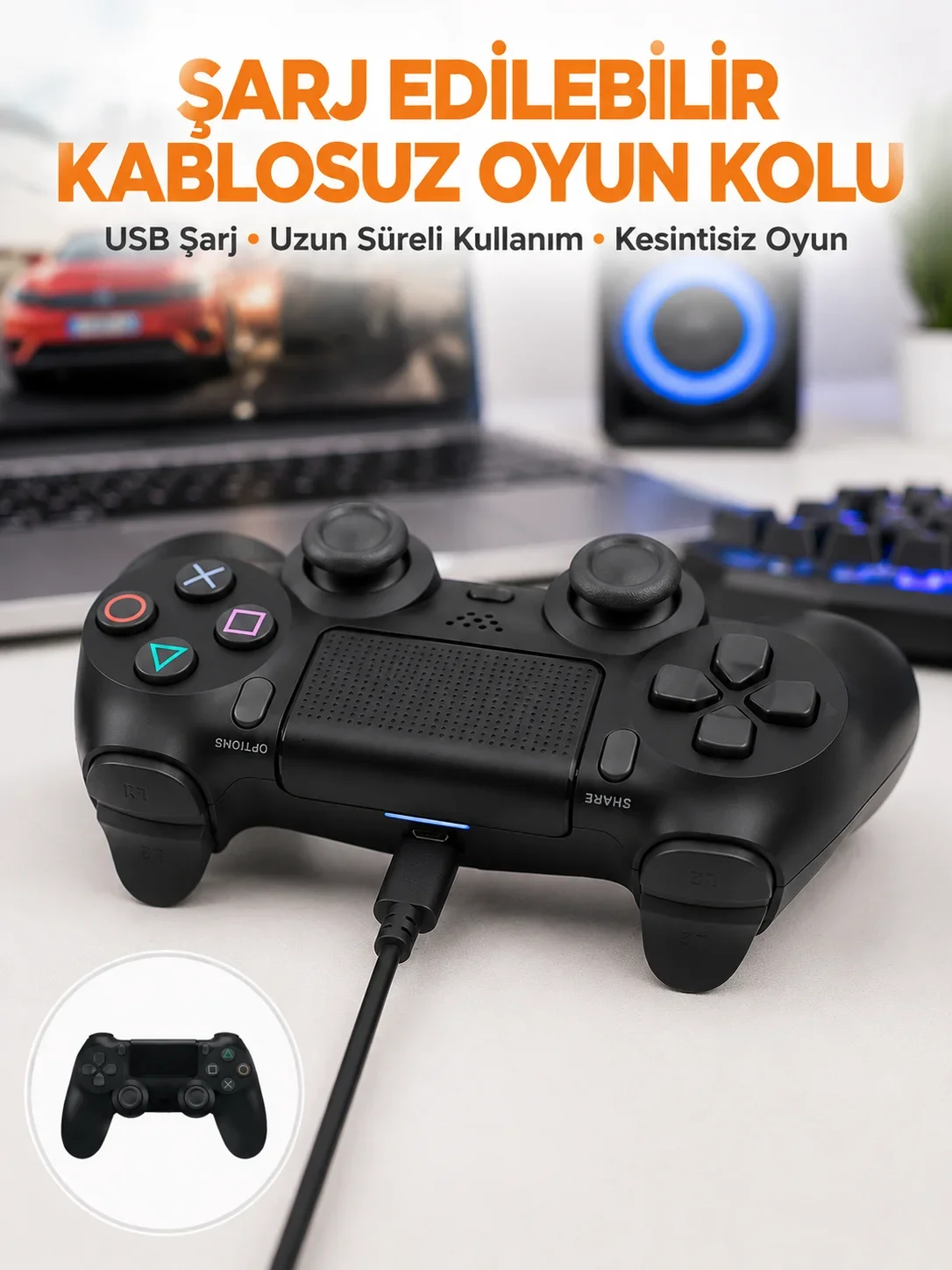 PS4 Uyumlu Kablosuz Oyun Kolu – Titreşimli, Şarjlı ve Ergonok Yeni Nesil