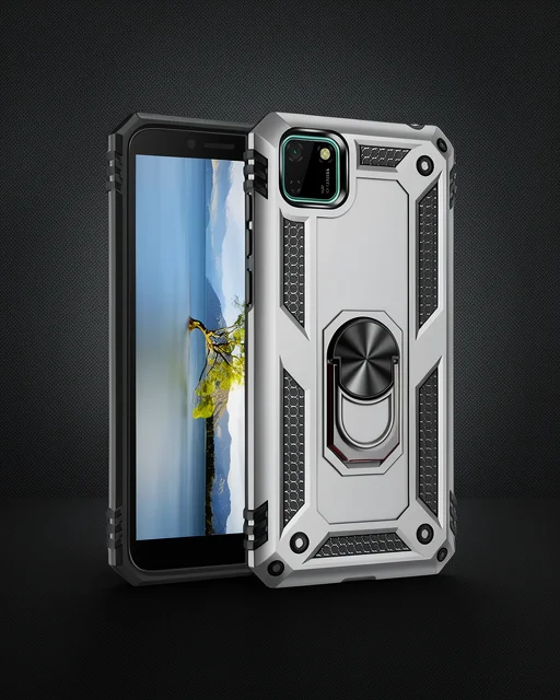 Huawei Y5p Kılıf Sofya Yüzüklü Silikon Kapak - Gümüş