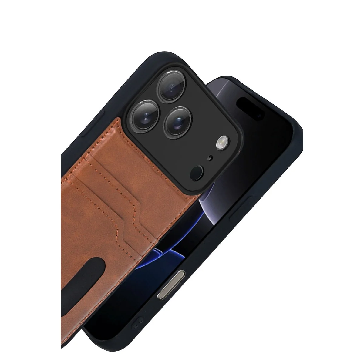 Apple İphone 17 Pro Sara Kartvizitli Deri Kılıf - Taba görsel 3