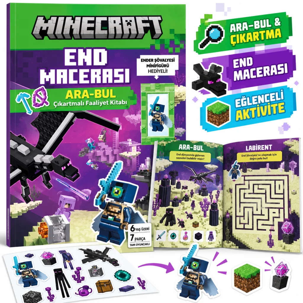 Minecraft End Macerası Ara-Bul Çıkartmalı Faaliyet Kitabı