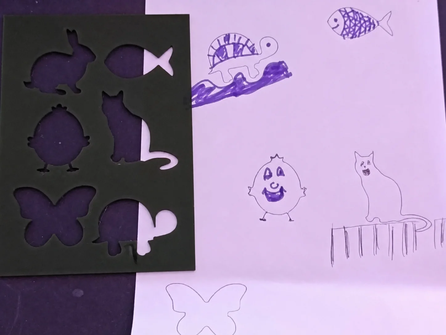 3D Baskı Hayvan Figürleri Çizim Şablonu - Çoklu Desen Kalıbı - Siyah