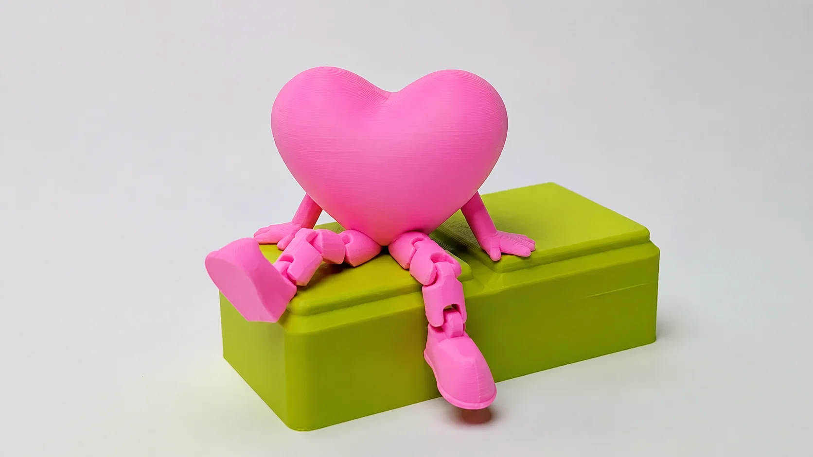 3D Baskı Hareketli Kalp Figürü - Eklemli Dekoratif Oyuncak (1 Adet)-Pembe görsel 2