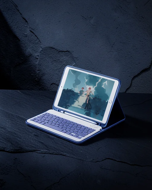Apple İpad Air 11 (2024) Kılıf Kc01 Smart Klavyeli Tablet Kılıfı - Lacivert