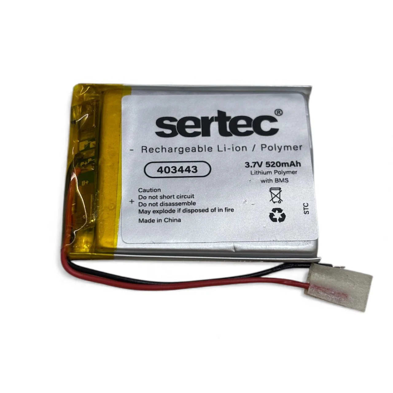 403443 3.7V 520 MAh Li-Polymer Pil (Devreli/1.5A)