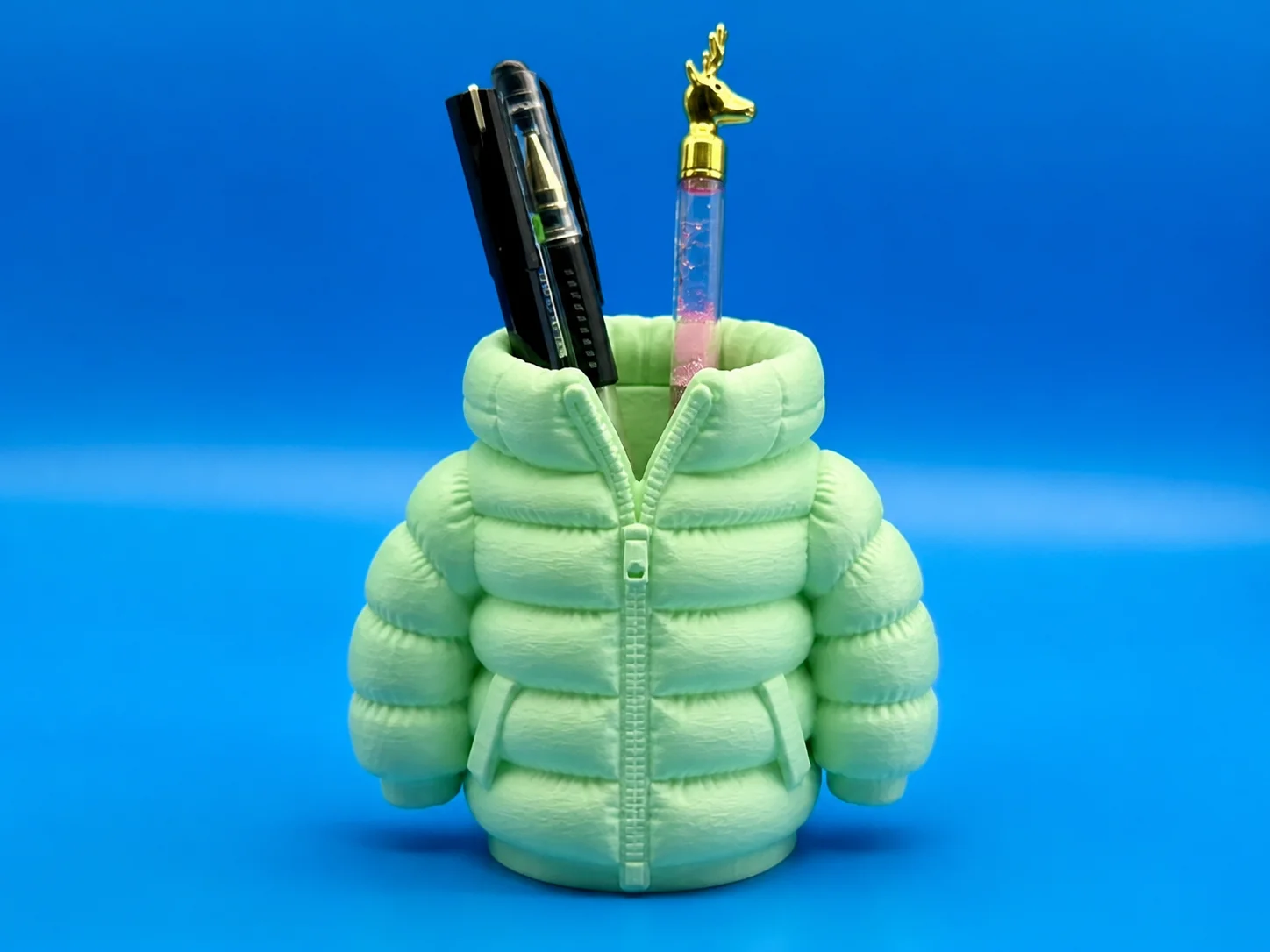 3D Baskı Şişme Mont Kalemlik - Masaüstü Organizer-Mint görsel 2