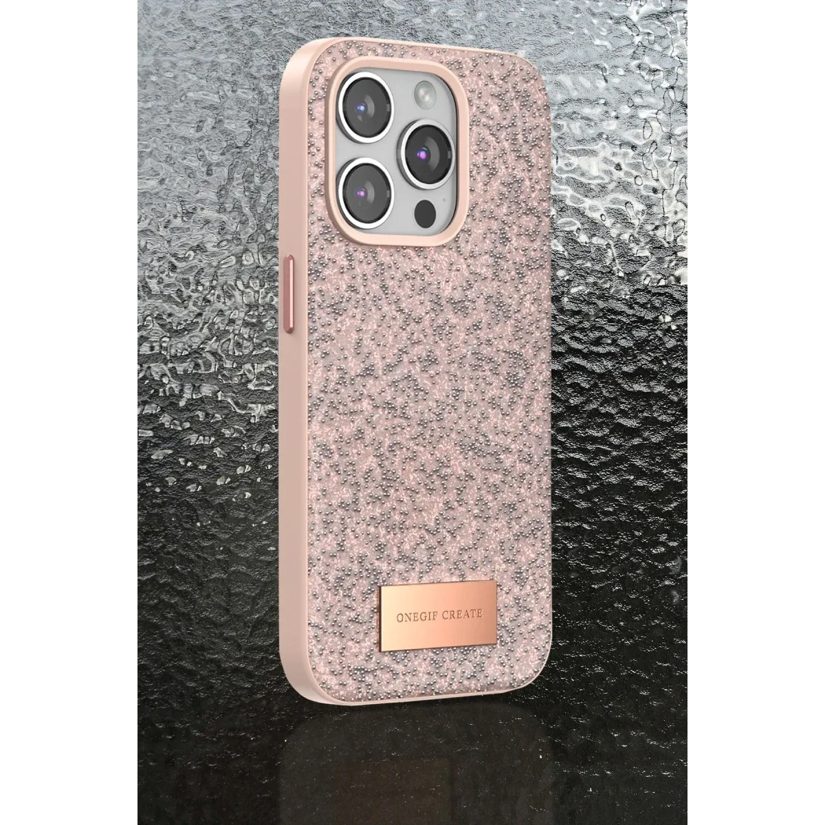 Onegif Apple iPhone 15 Pro Max Bright Simli Kapak - Pembe görsel 4