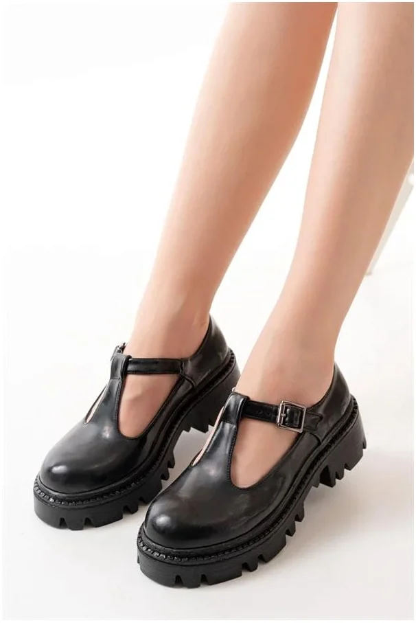 Kadın Rugan Loafer Ayakkabı Ayakkabı Tabanlı Yüksek Casual Günlük