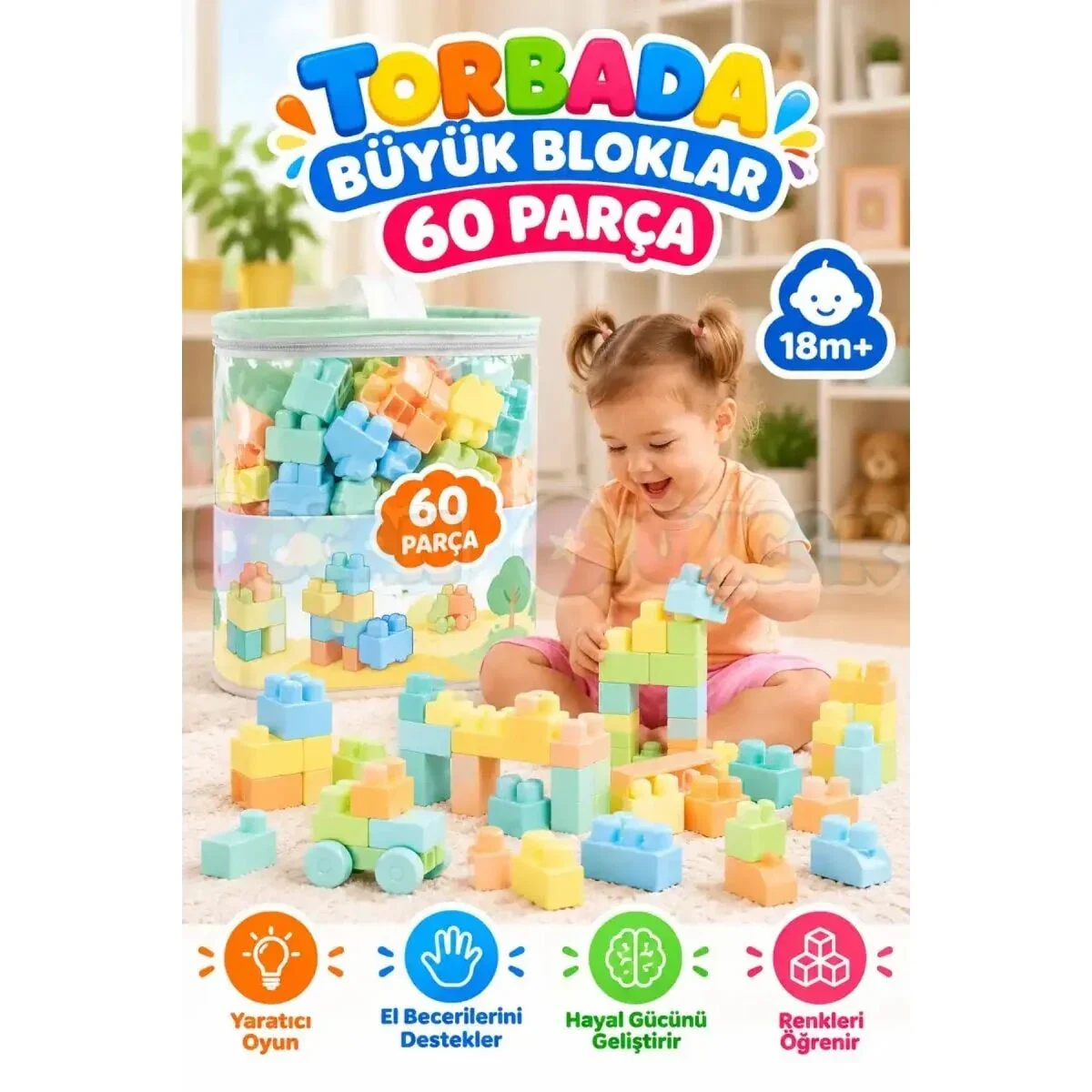 5216 Baskılı Torbada Büyük Bloklar 60 Parça görsel 4
