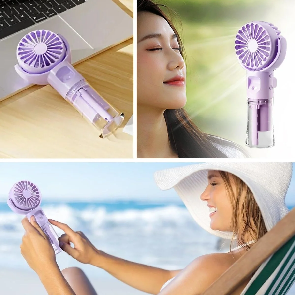 4 Kademeli Spreyli Şarjlı El Fanı – Boyuna Asılabilir USB Şarjlı Taşınabilir ni Fan F4 görsel 3