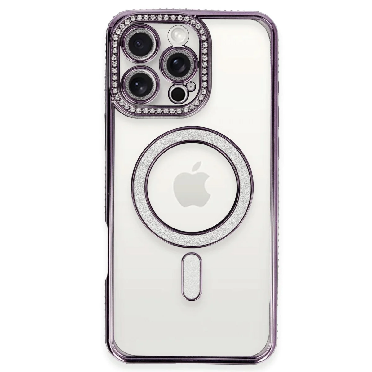 Apple İphone 16 Pro Kılıf Joke Simli Magneticsafe Kılıf - Derin Mor görsel 2