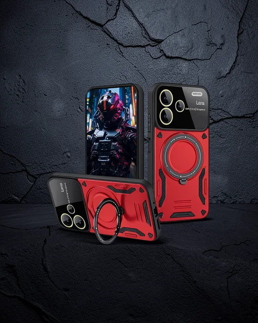 Xiaomi Redmi Note 13 Pro Plus Joy Lens Standlı Kapak - Kırmızı