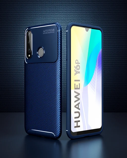 Huawei Y6p Kılıf Auto Focus Karbon Kapak - Lacivert