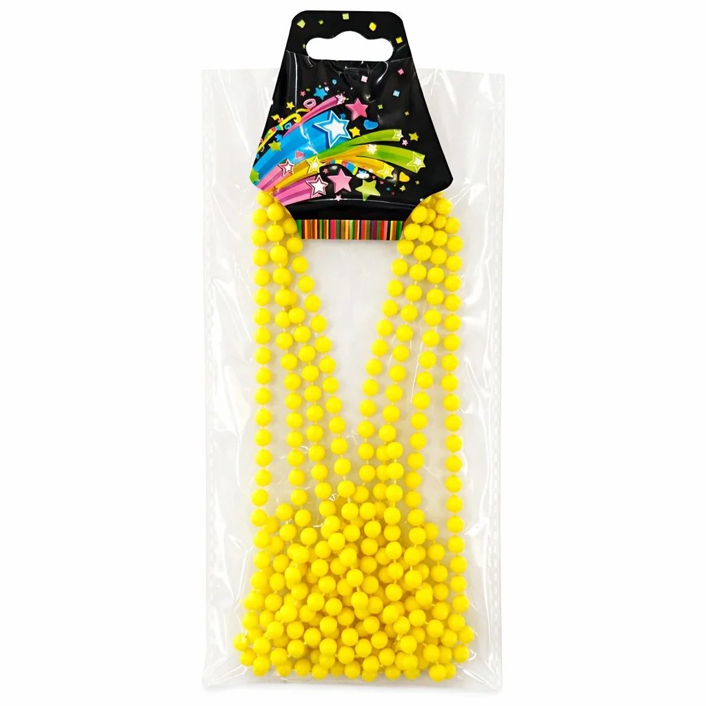 Neon Sarı Boncuk Kolye 80 cm – Retro 80’ler 90’lar Parti Aksesuarı görsel 2