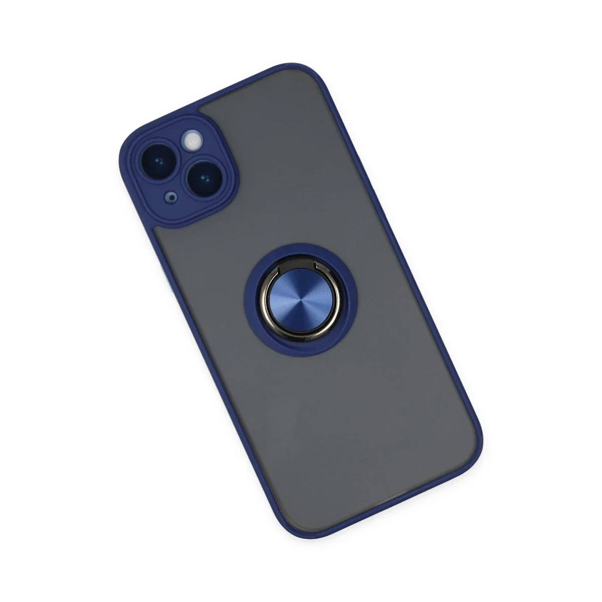 Apple iPhone 14 Kılıf Montreal Yüzüklü Silikon Kapak - Lacivert görsel 3