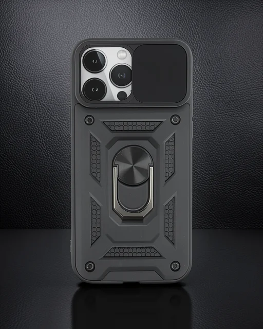 Apple İphone 15 Pro Kılıf Pars Lens Yüzüklü Silikon - Siyah
