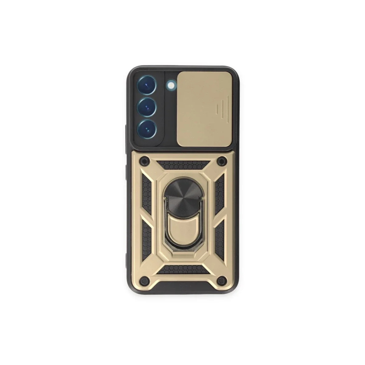 Samsung Galaxy S23 FE Kılıf Pars Lens Yüzüklü Silikon - Gold