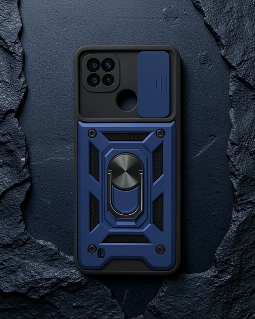 Realme C11 2021 Kılıf Pars Lens Yüzüklü Silikon - Lacivert