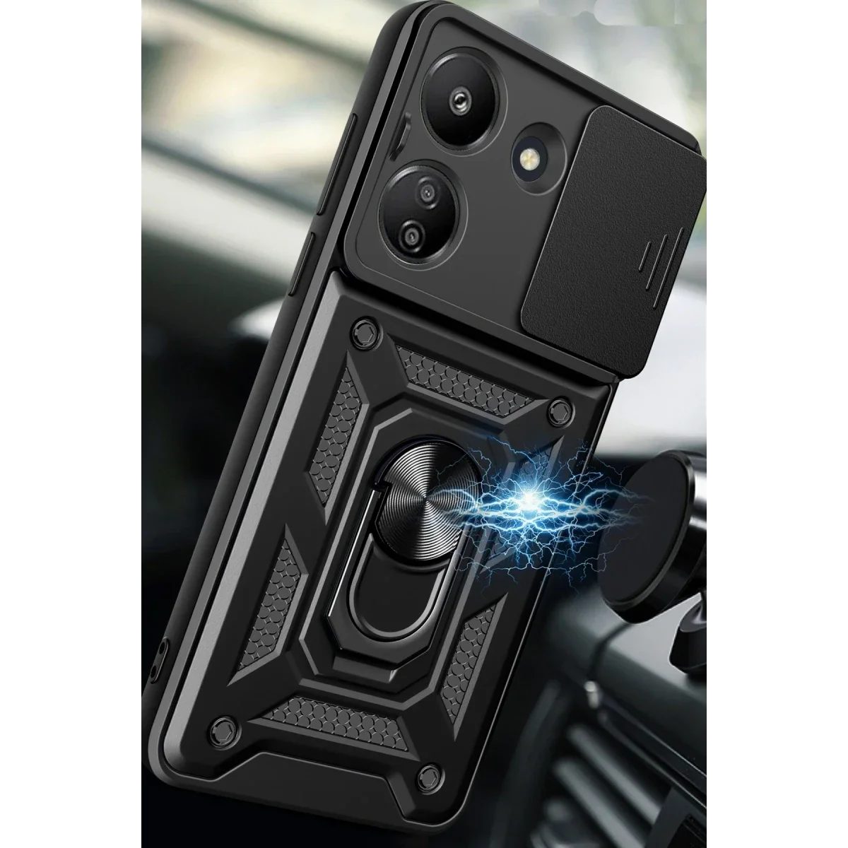 Xiaomi Redmi 13C Kılıf Pars Lens Yüzüklü Silikon - Yeşil görsel 4